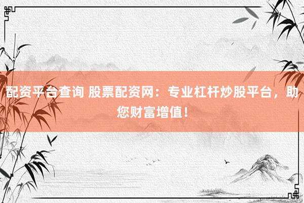 配资平台查询 股票配资网：专业杠杆炒股平台，助您财富增值！