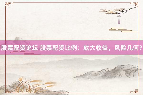 股票配资论坛 股票配资比例：放大收益，风险几何？