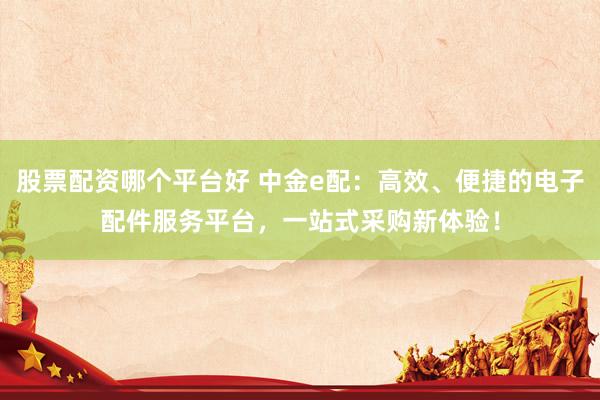 股票配资哪个平台好 中金e配：高效、便捷的电子配件服务平台，一站式采购新体验！