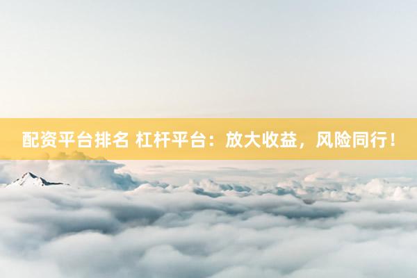 配资平台排名 杠杆平台:放大收益,风险同行!
