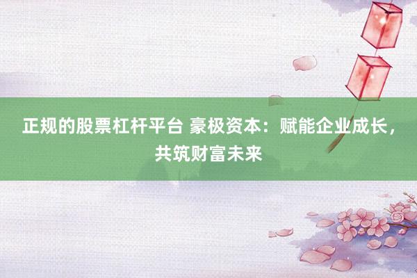 正规的股票杠杆平台 豪极资本：赋能企业成长，共筑财富未来