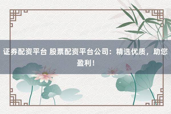 证券配资平台 股票配资平台公司:精选优质,助您盈利!