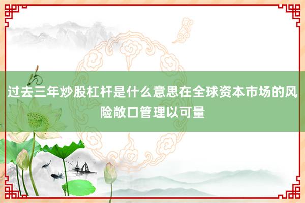 过去三年炒股杠杆是什么意思在全球资本市场的风险敞口管理以可量