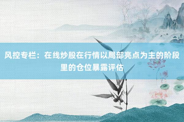 风控专栏:在线炒股在行情以局部亮点为主的阶段里的仓位暴露评估
