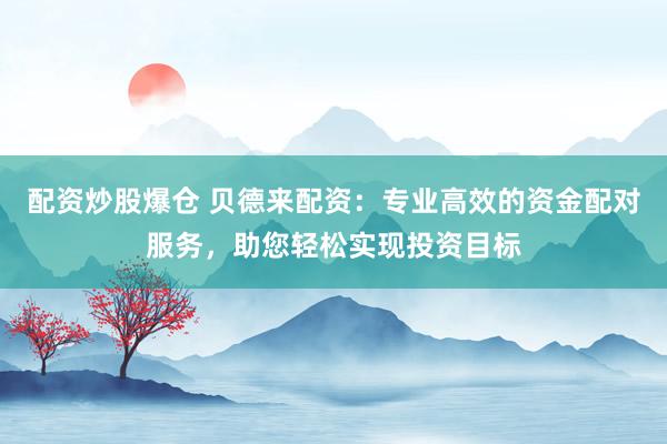 配资炒股爆仓 贝德来配资:专业高效的资金配对服务,助您轻松实现投资目标